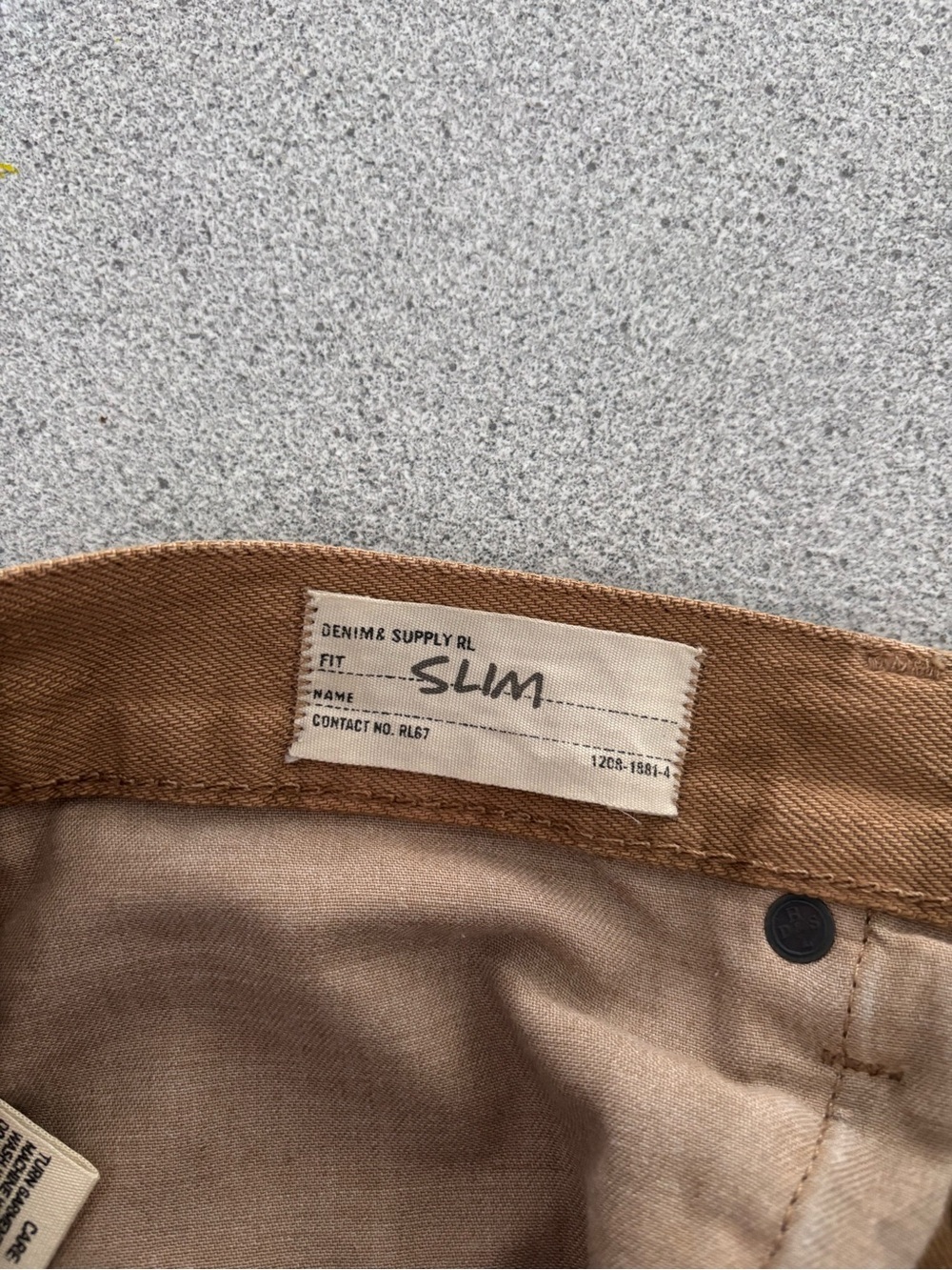 Retired Ralph Lauren Denim & Supply Slim Fit Tan Jeans Men 34x34 USA Flag - Picture 6 of 16